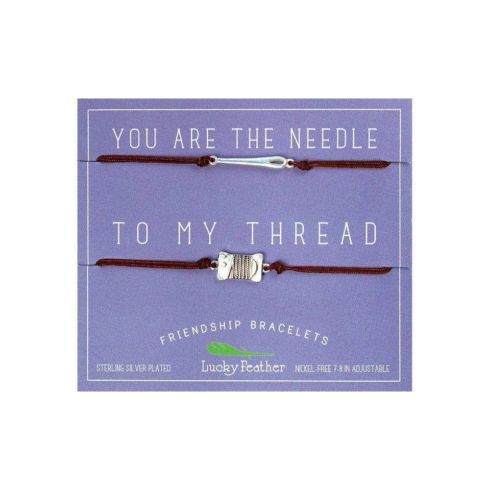 BRAND NEW IN BAG Lucky Feather Friendship‎ Bracelets - Needle & Thread - Silver